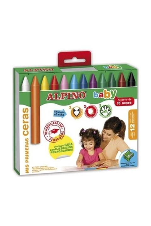 Alpıno Alpino Baby 12'li Ahşap Jumbo Kuru Kalem Boya Seti