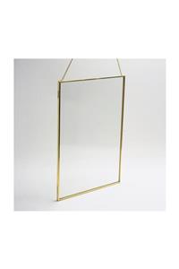 El Crea Designs Duvar Askılı Cam Resim Fotoğraf Çerçevesi Iskandinav Tarzı Dekorasyon Ham Pirinç Gold Brass 35x25cm