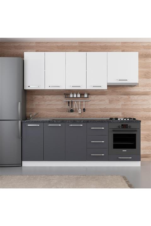 Minar 220 Cm Mutfak Dolabı Beyaz Antrasit 220-a6