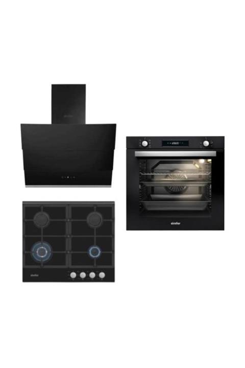 Simfer XXL Siyah Ankastre Set 5 (7381 fırın 3525 Ocak 8678 Davlumbaz)