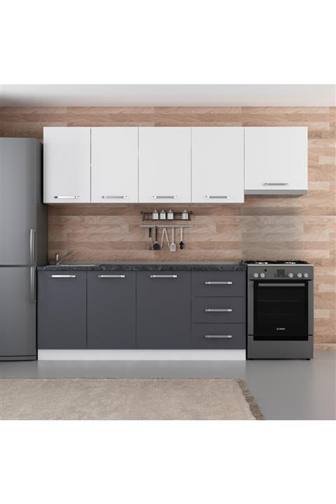 Minar 250 Cm Mutfak Dolabı Beyaz Antrasit 250-a4