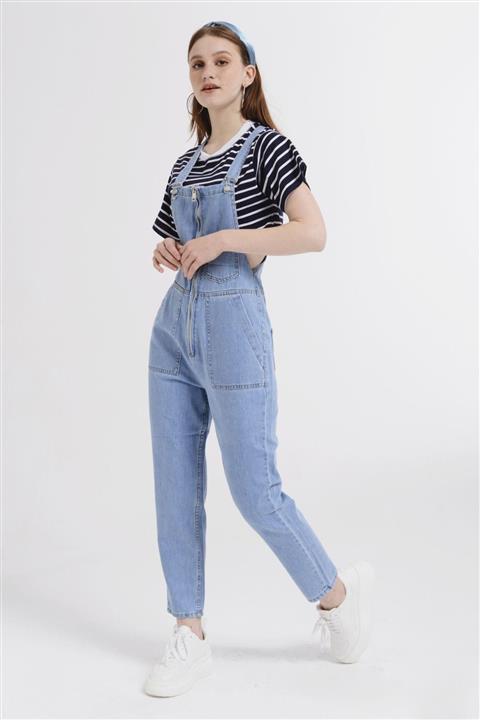 Nefise Önü Fermuarlı Kot Salopet