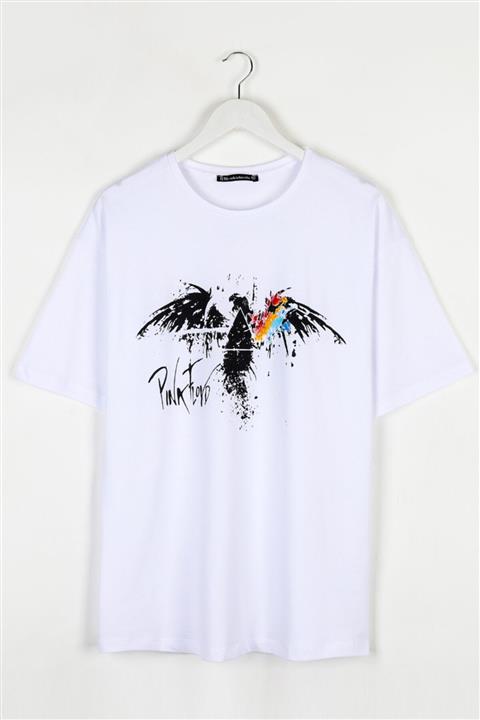 Sekizbiraltı Pink Floyd Baskılı Beyaz Oversize Unisex Tshirt
