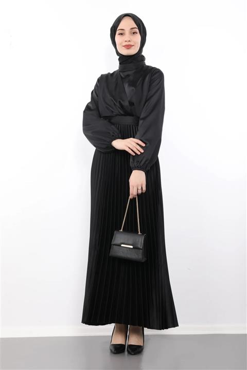 Modarima Piliseli Abiye  Elbise Siyah