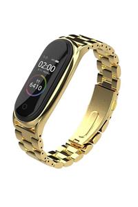 Moserini Xiaomi Mi Band 6 Akıllı Bileklik Baklalı Metal Model Kordon - Gold