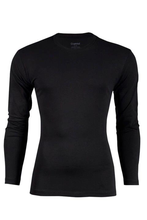 YILDIZ Erkek Siyah Uzun Kol Sıfır Yaka Body T-shirt Atlet 3'lü Paket - 385-386