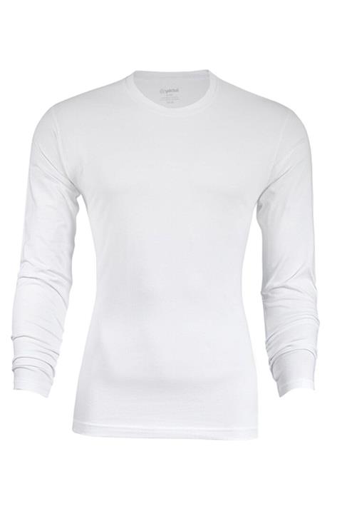 YILDIZ Erkek Beyaz Uzun Kol Sıfır Yaka Body T-shirt Atlet 3'lü Paket - 385-386