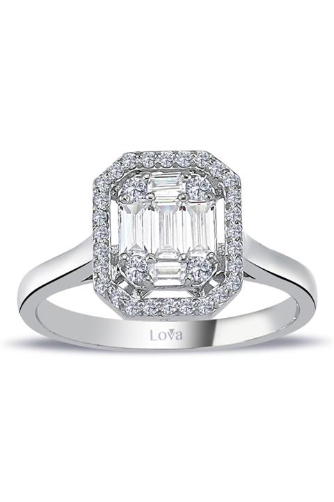 Lova 0,57 Karat Baget Ve Dört Köşe Pırlanta Yüzük - 1010361