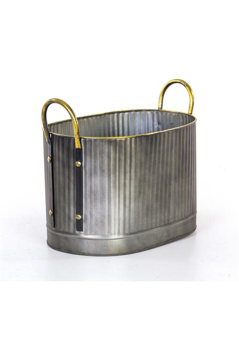 Euro Flora Kulplu Oval Metal Çiçeklik 25x38x31 Cm