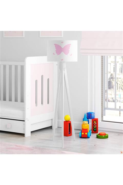 Çekirdek Home Pembe Kelebekler Çocuk Odası Lambader