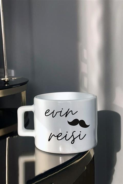 Hediyexpres Evin Reisi Babalara Özel Bıyık Tasarımlı Beyaz Çay-kahve Fincanı