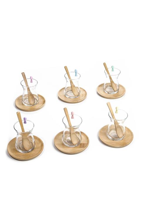 TheLaxine Ews Bambu Tabaklı Çay Seti