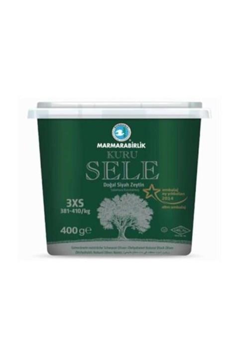MarmaraBirlik 400 G Kuru Sele Siyah Zeytin / (3XS) 381-410 Adet/kg Pet 3'lü Paket