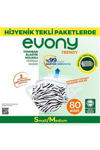 Evony Elastik Kulaklı Trendy Maske Tekli Paketlenmiş 80 Adet