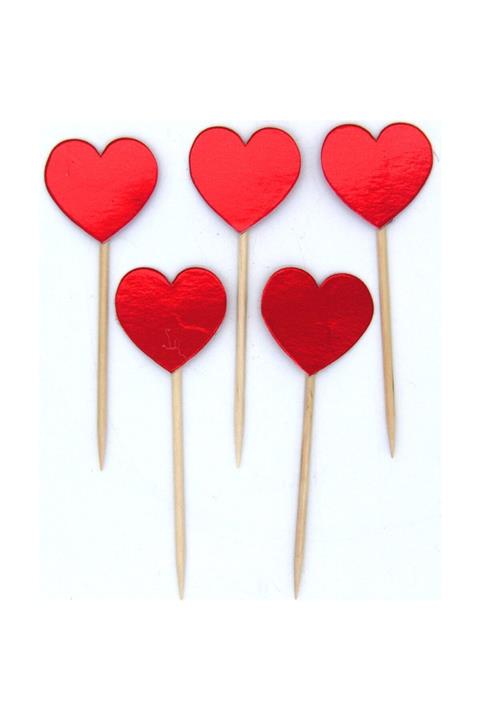 fil ithalat Kırmızı Renk Kalp Şekilli Kürdan Süs 15 Adet