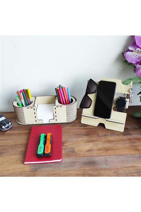 woodsia Sia Dekoratif Kalemlik Organizer 2li Set