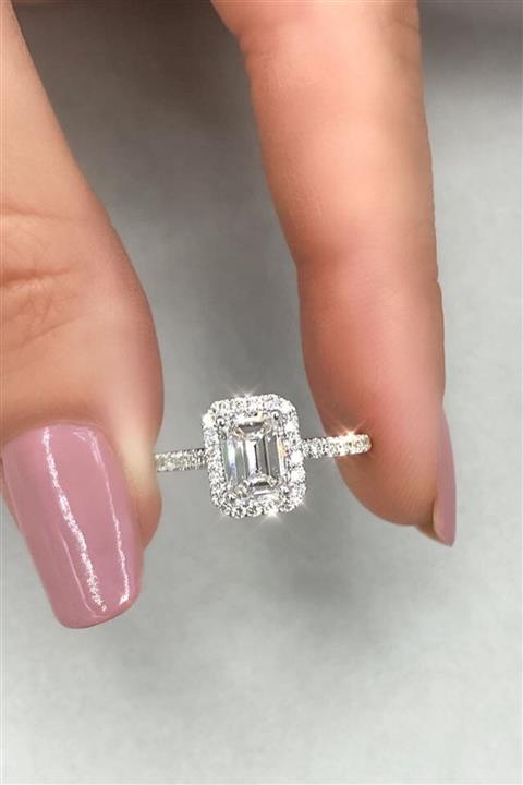 Crystal Diamond Zirconia Labaratuvar Pırlantası 1.50 Carat Baget Tektaş Yüzük