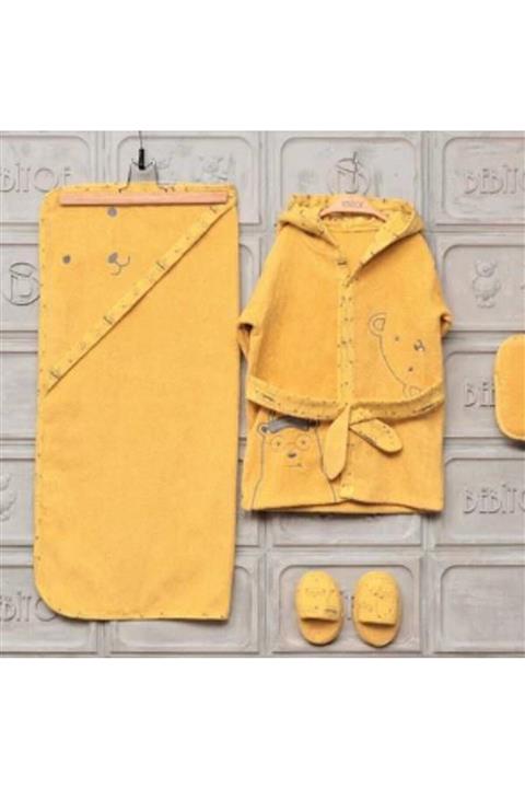 Bebitof Baby Bebitof Erkek Bebek Yeni Sezon Havlu Bornoz Seti 30014
