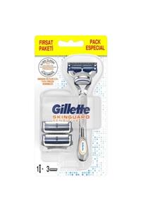 Gillette Skinguard Tıraş Makinesi + 3'lü Yedek Tıraş Bıçağı