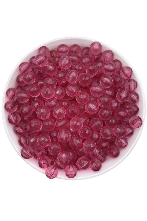 Hedef Bijuteri 10mm Fuşya / Koyu Pembe Renk Dünya Model Akrilik Boncuk,takı , Çanta Boncuğu (100GR, 180 ADET)