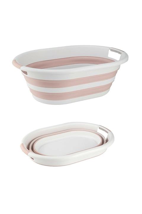 inteklife Katlanabilir Silikon Akordiyon Çamaşır Sepeti Mega 38 lt Pembe