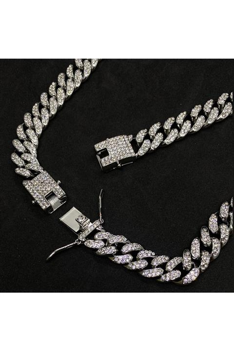 34528 Chain 13mm Gümüş Cuban Chain