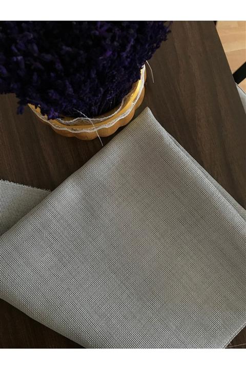 etuval Linen Etamin Punch Ve Pano Kumaşı Gri 38x38cm