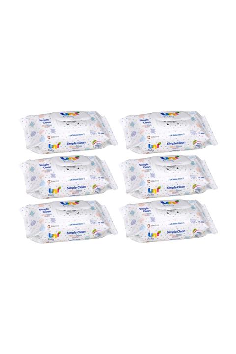 Uni Baby Simple Clean Islak Mendil & Havlu 72'li 6 Paket Kapaklı