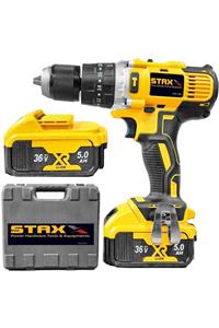 STAXX POWER 36v 5 Ah Darbeli Çift Akülü Şarjlı Matkap Force Metal Mandren + 24 Parça Uç