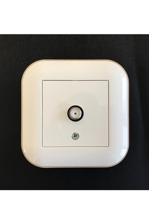ÇağatayElektrik Ovivo Loft Beyaz F Tip Tv Uydu Prizi Mekanizma+çerçeve