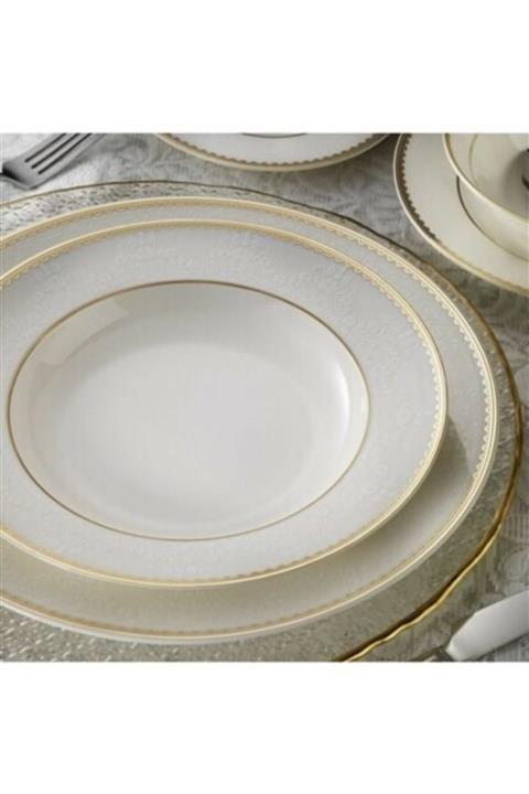 Kütahya Porselen 1069721 Bone Kalipso 62 Parça Gold Yemek Takımı