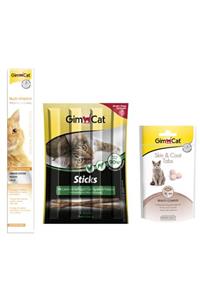 Gimcat Multi Vitamin Paste 100 gr + Sticks Kuzu Etli 20 gr + Skin & Coat Tabs 40 gr Kedi Ödülü