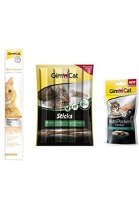 Gimcat Multi Vitamin Paste 100 gr + Sticks Kuzu Etli 20 gr + Nutri Pockets Dental 60 gr