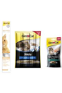 Gimcat Multi Vitamin Paste 100 gr + Sticks Somonlu 20 gr + Nutri Pockets Dental 60 gr