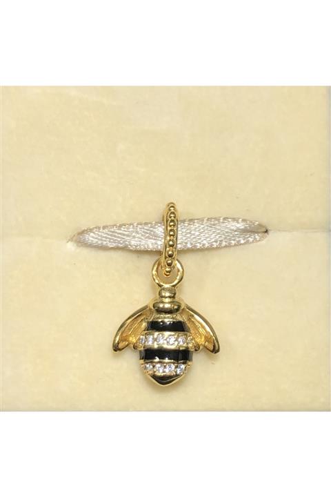 CHARM'S Kadın Sarı  Bileklik Uyumlu 925 Ayar Saf Gümüş Kraliçe Arı Charm'ı