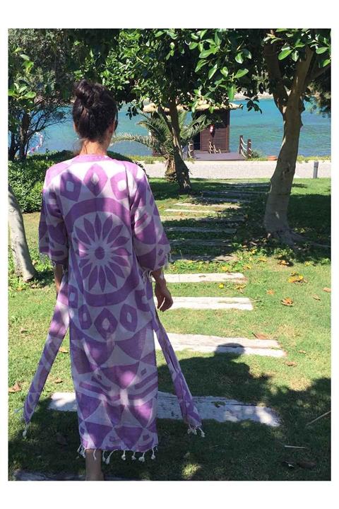 Sunday Funday Kadın Mor Jakarlı Kimono