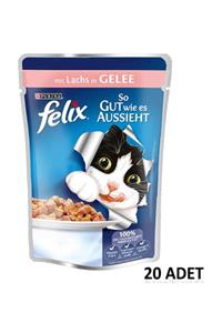 FELIX Pouch Somonlu Yaş Kedi Maması 100 Gr X 20 Adet