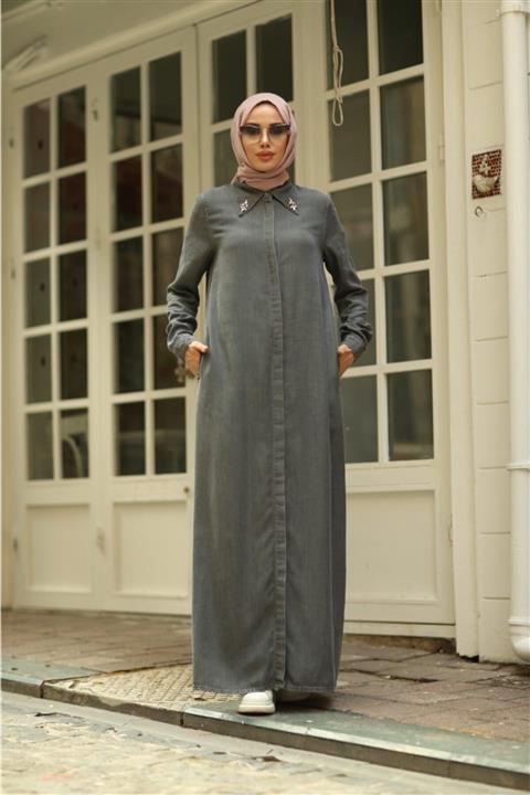 Neways Sivri Yaka Ferace Gri 6557