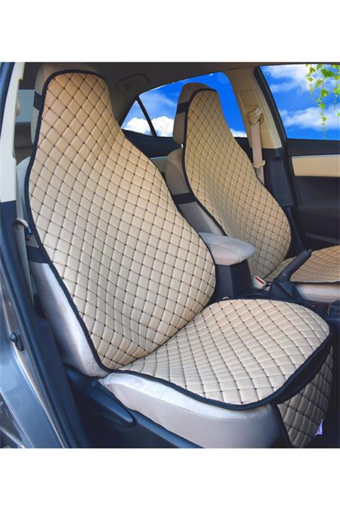 AutoEN Opel Corsa C Uyumlu Takmatik Oto Koltuk Minderi Deri Kılıf Bej Ön 2 Adet