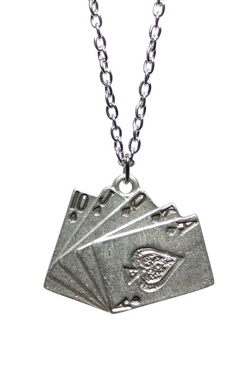 Hiza 925 Ayar Gümüş Kaplama Maça Iskambil 60 cm Kolye