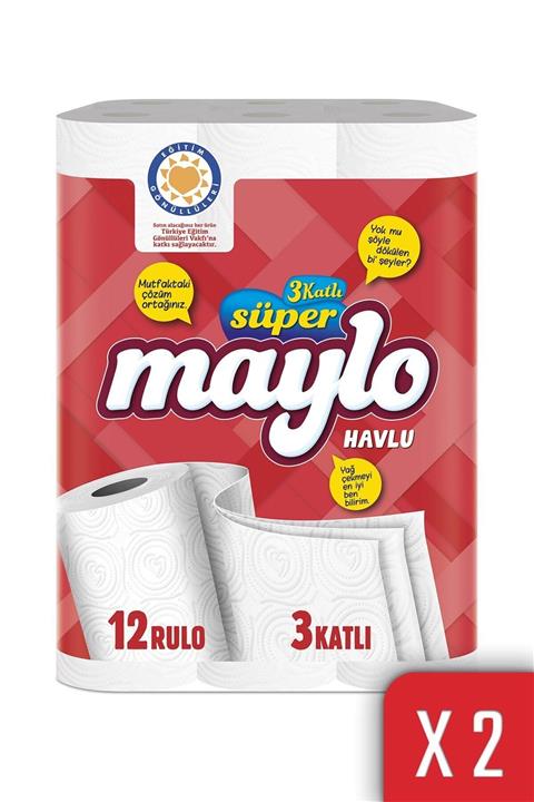 Maylo 3 Katlı Kağıt Havlu 12'li 2'li Paket