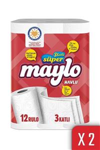 Maylo 3 Katlı Kağıt Havlu 12'li 2'li Paket