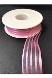 DEMİRTAŞ KALIP Pembe Saten Çizgili Şifon Kurdele 2,5cm* 25m Hilton Kurdele