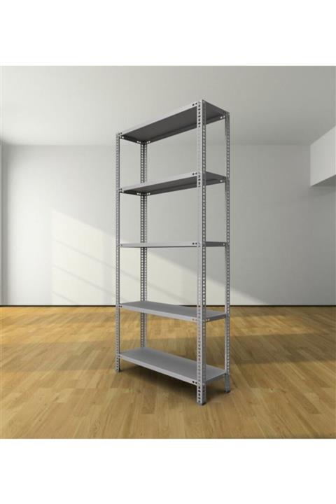 esinti home Çelik Raf 31x93x200 Cm 5 Katlı Gri Boyalı - Raf, Depo, Bakkal, Kiler, Dosya, Market, Kitaplık Rafı