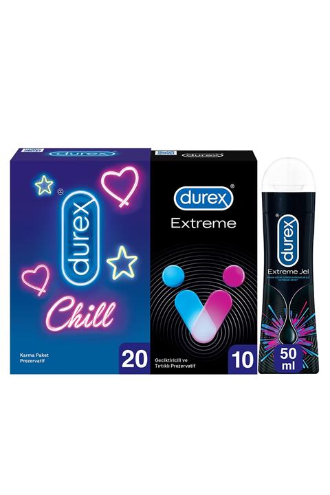 Durex Chill Karma Paket Prezervatif 20’li+ Extreme Prezervatif 10'lu+ Extreme Jel 50 ml