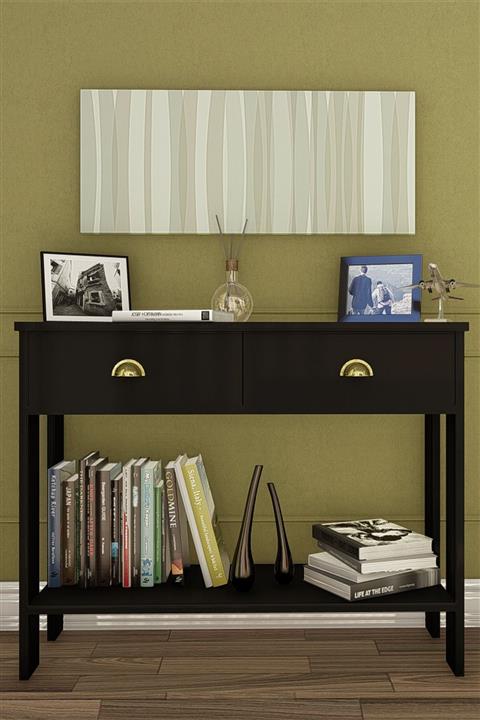 Ünüvar Konsept Siyah Retro Serisi Çift Çekmeceli Dresuar