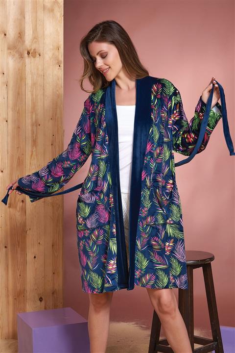 Sevim Kadın Lacivert Sabahlık 12305