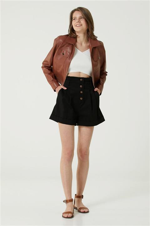 Network Kadın Regular Fit Siyah Pilili Şort 1079145