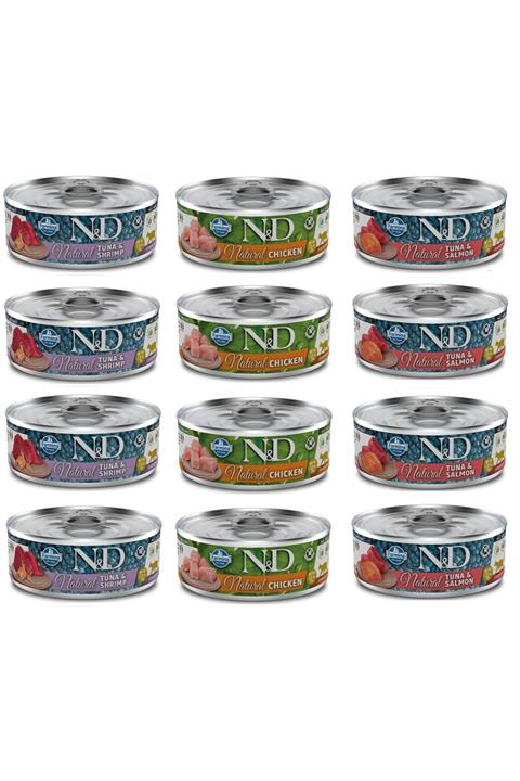 N&D Natural 3 Çeşit Karma Kedi Konservesi 80 Gr. X 12 Adet