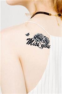 BP Tattoo Miss You Geçici Gül Ve Kelebek Dövme